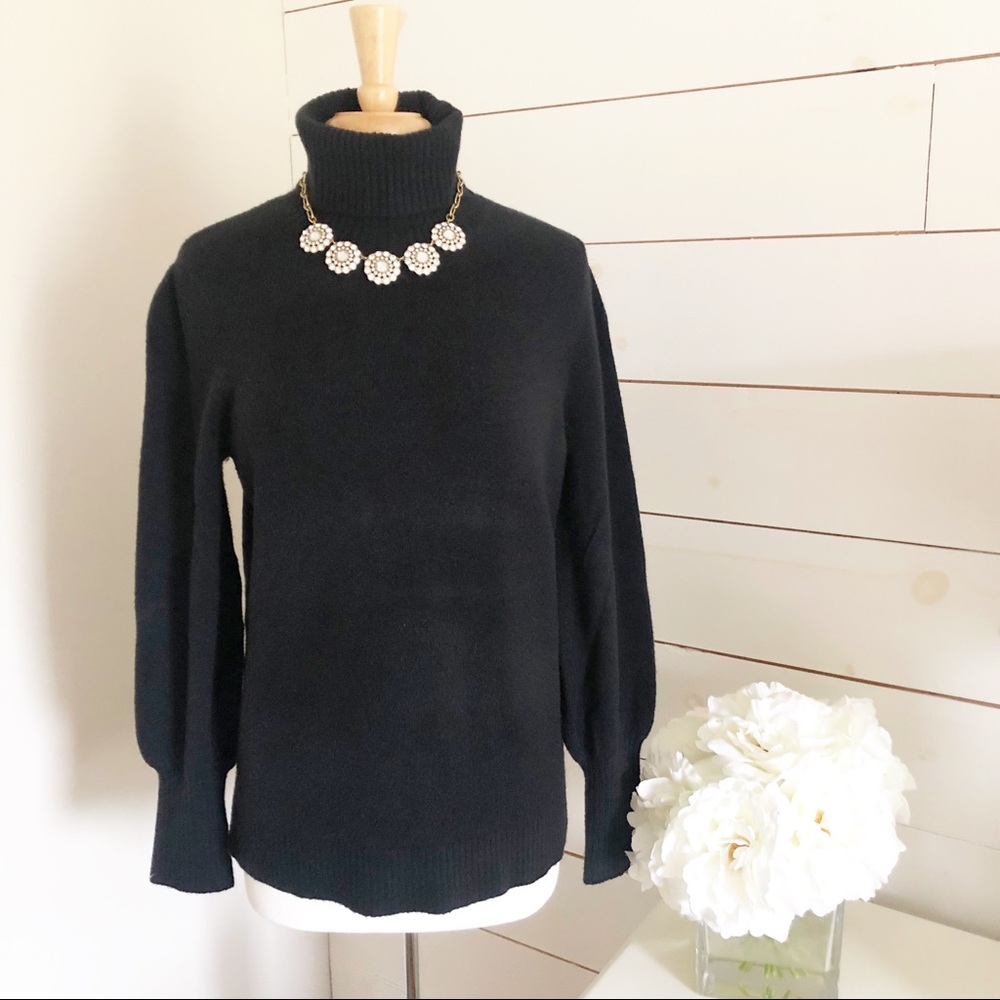 J.Crew Factory • Black Puff Sleeve Turtleneck